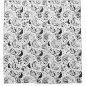 Black & White Paisley Pattern –Elegant Textile Art シャワーカーテン (正面)