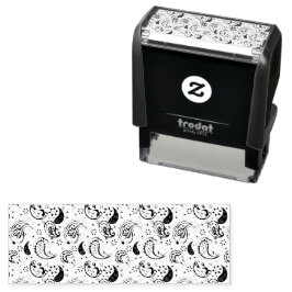 Black & White Paisley Pattern –Elegant Textile Art セルフインキングスタンプ