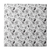Black & White Paisley Pattern –Elegant Textile Art タイル (正面)