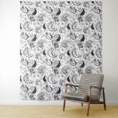 Black & White Paisley Pattern –Elegant Textile Art タペストリー (インサイチュ)