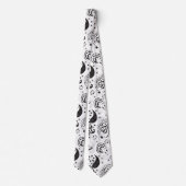 Black & White Paisley Pattern –Elegant Textile Art ネクタイ (裏面)