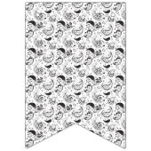 Black & White Paisley Pattern –Elegant Textile Art バンティングフラッグ (第1の旗)