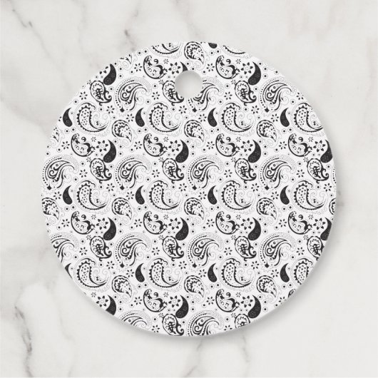 Black & White Paisley Pattern –Elegant Textile Art フェイバータグ (裏面)