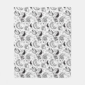Black & White Paisley Pattern –Elegant Textile Art フリースブランケット (正面)