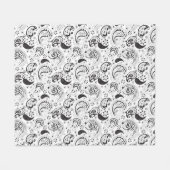 Black & White Paisley Pattern –Elegant Textile Art フリースブランケット (正面(横))
