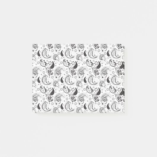 Black & White Paisley Pattern –Elegant Textile Art ポストイット (正面)