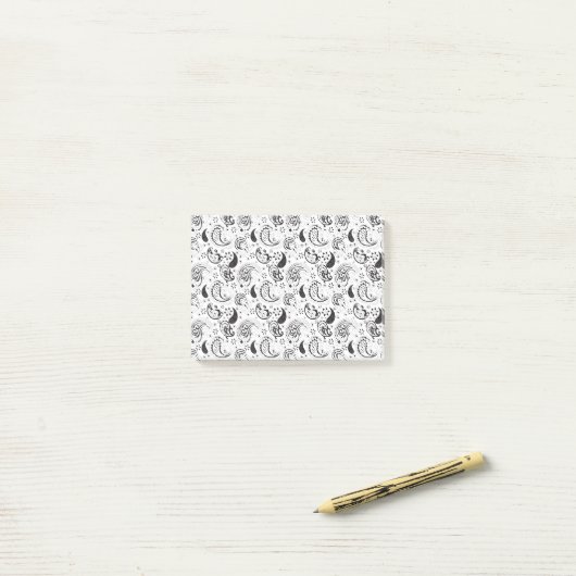 Black & White Paisley Pattern –Elegant Textile Art ポストイット (デスク上)