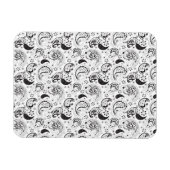Black & White Paisley Pattern –Elegant Textile Art マグネット (横)