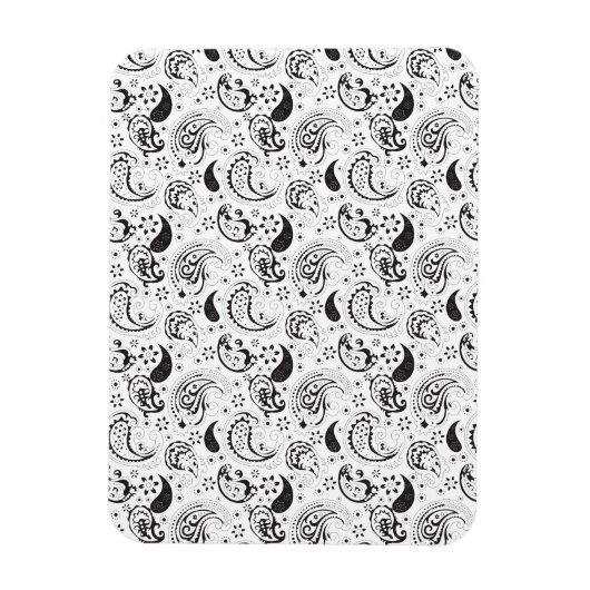 Black & White Paisley Pattern –Elegant Textile Art マグネット (縦)