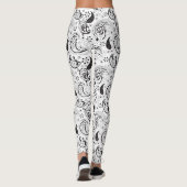 Black & White Paisley Pattern –Elegant Textile Art レギンス (裏面)