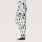 Black & White Paisley Pattern –Elegant Textile Art レギンス (左)