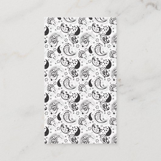 Black & White Paisley Pattern –Elegant Textile Art 予約カード (裏面)