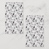 Black & White Paisley Pattern –Elegant Textile Art 予約カード (正面/裏面)