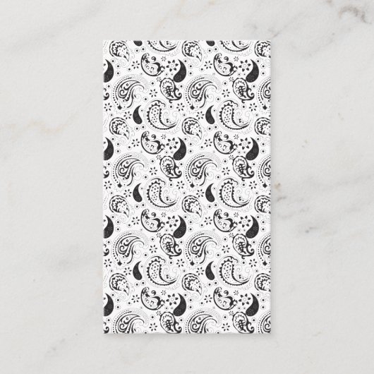 Black & White Paisley Pattern –Elegant Textile Art 予約カード (正面)