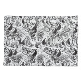 Black & White Paisley Pattern –Elegant Textile Art 枕カバー (裏面)