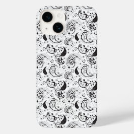 Black & White Paisley Pattern –Elegant Textile Art Case-Mate iPhone 14ケース