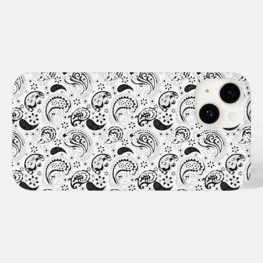 Black & White Paisley Pattern –Elegant Textile Art Case-Mate iPhoneケース (裏面 (横))