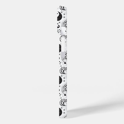 Black & White Paisley Pattern –Elegant Textile Art Case-Mate iPhoneケース (裏面 / 左)