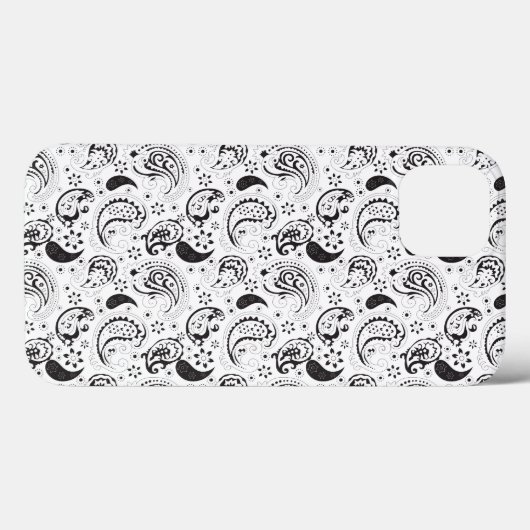 Black & White Paisley Pattern –Elegant Textile Art Case-Mate iPhoneケース (裏面 (横))