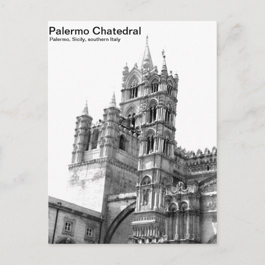 Black & White Palermo Chatedral Postcard ポストカード (正面)