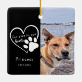 Black White Paw Print Pet Memory Photo Keepsake セラミックオーナメント (裏面)