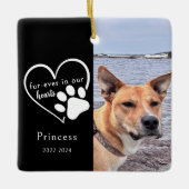 Black White Paw Print Pet Memory Photo Keepsake セラミックオーナメント (正面)