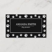 Black & White Paw Prints Dog Groomer Business Card 名刺 (正面)