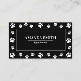Black & White Paw Prints Dog Groomer Business Card 名刺