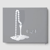 Black & White Pearl Champagne Glass Wedding ゲストブック (裏面)