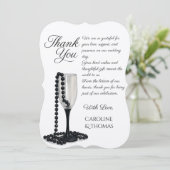 Black & White Pearl Champagne Glass Wedding サンキューカード (スタンド正面)