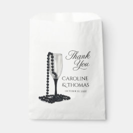 Black & White Pearl Champagne Glass Wedding フェイバーバッグ