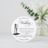 Black & White Pearl Champagne Glass Wedding 招待状 (スタンド正面)