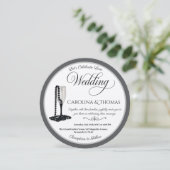 Black & White Pearl Champagne Glass Wedding 招待状 (スタンド正面)