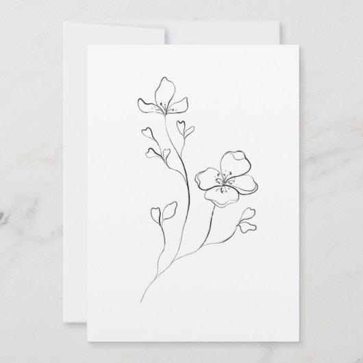 Black & White Peony Flowers Wedding Bridal Shower 招待状 (裏面)