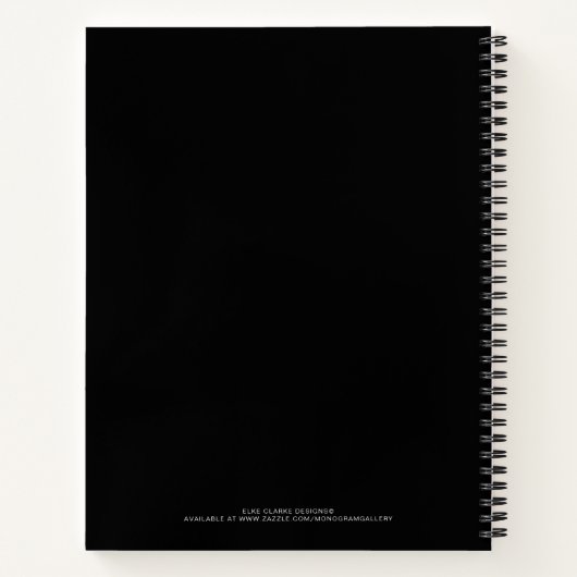 Black White Personalized Script Name Sketchbook ノートブック (裏面)