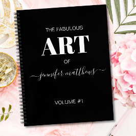 Black White Personalized Script Name Sketchbook ノートブック