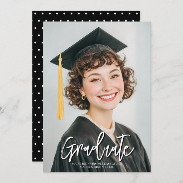 Black & White Photo 2026 Graduation Announcement (正面/裏面)