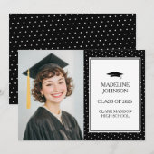 Black & White Photo 2026 Graduation Announcement 招待状 (正面/裏面)