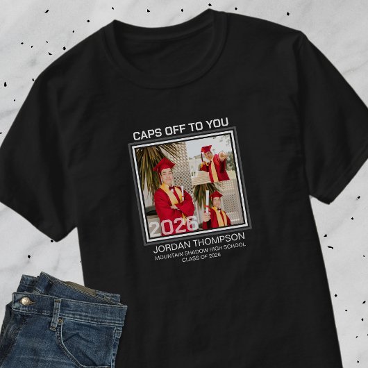 Black & White Photo Collage 2026 Grad Family Group Tシャツ