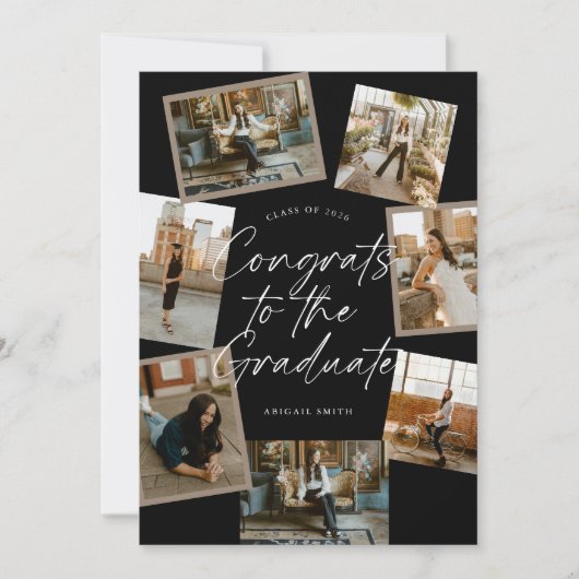 Black & White Photo Collage Graduation 案内状 (正面)