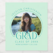 Black White Photo Grad Graduation Party ワインラベル (シングルラベル)