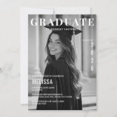 Black White Photo Graduation Invite 招待状 (正面)