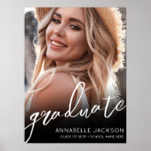 Black White Photo Graduation Party Sign ポスター (正面)