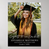 Black White Photo Graduation Party Sign ポスター (正面)