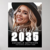 Black White Photo Graduation Party Sign ポスター (正面)