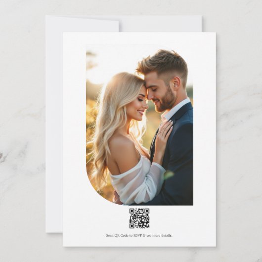 Black & White Photo/QR Code Floral Wedding 招待状 (裏面)