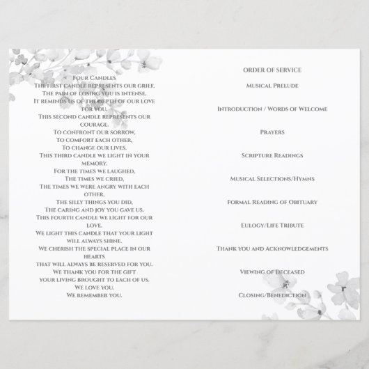 Black & White Photo Remembrance Service Dear Ones (裏面)