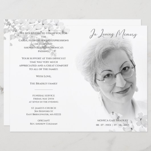 Black & White Photo Remembrance Service Dear Ones (正面/裏面)