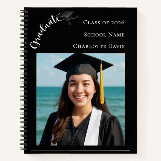Black white photo senior school Graduation ノートブック (正面)