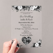 Black & White Photo Template Botanical Translucent アクリル招待状 (インサイチュ (ポータブル))